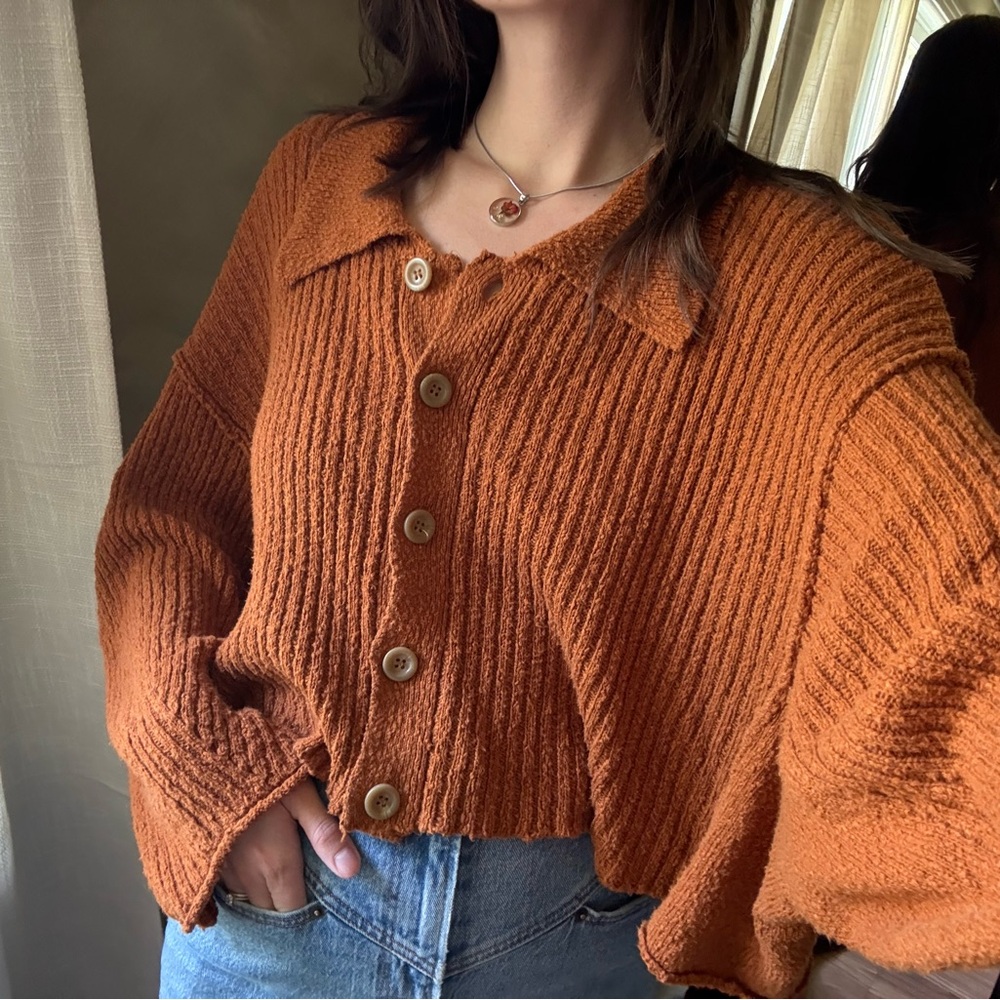 Urban Outfitters Rust Button-Up Cardigan